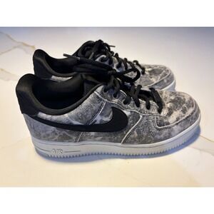 Nike Air Force 1 Low Black & Gray Acid Wash Suede Sneakers Women's Size 8 EU 39